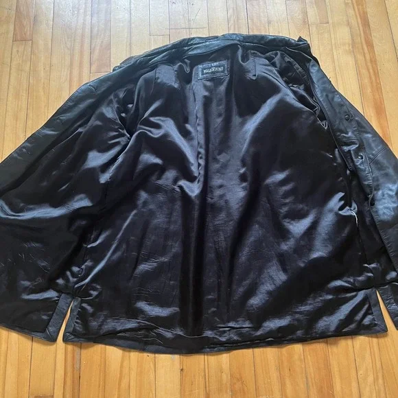 Pelle & Fino Womens Black Leather Button Up Collar Jacket Coat - Picture 6 of 9